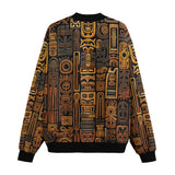 Bomber Jacket Carved Wood Tribal Symbols