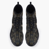 Casual Leather Chunky Boots Mayan Skull Carved Stone Wall Art