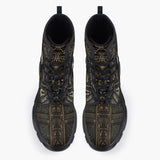 Casual Leather Chunky Boots Mayan Skull Carved Stone Wall Art