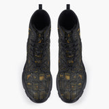 Casual Leather Chunky Boots Egypt Gold Symbols Stone Engraved Art