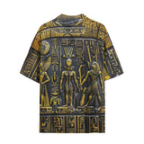 Hawaiian Shirt Egyptian Characters Engraved in Gold