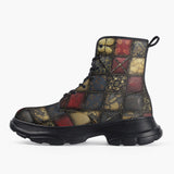 Casual Leather Chunky Boots Grungy Gothic Patchwork Collage