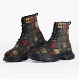 Casual Leather Chunky Boots Grungy Gothic Patchwork Collage