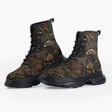 Casual Leather Chunky Boots Engraved Artwork of Iron Eagle