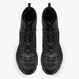 Casual Leather Chunky Boots Ancient Aztec Mask