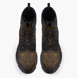 Casual Leather Chunky Boots Ancient Mexican Art