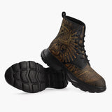 Casual Leather Chunky Boots Ancient Mexican Art