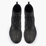 Casual Leather Chunky Boots Metal Mask Aztec Art