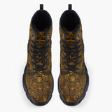 Casual Leather Chunky Boots Gold Aztec Calendar