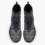 Casual Leather Chunky Boots Bricks Wall Mayan Temple Art