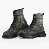 Casual Leather Chunky Boots Stone Wall Mayan Temple
