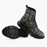Casual Leather Chunky Boots Stone Wall Mayan Temple