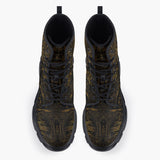 Casual Leather Chunky Boots Ancient Aztec Gold Mask