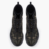 Casual Leather Chunky Boots Gothic Metal Dragon Artwork