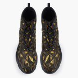 Casual Leather Chunky Boots Gold Triangles Geometric