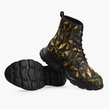 Casual Leather Chunky Boots Gold Triangles Geometric