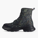 Casual Leather Chunky Boots Blackboard Math Formulas