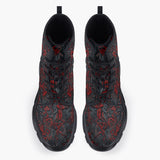 Casual Leather Chunky Boots Red and Black Geometric Abstraction