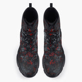 Casual Leather Chunky Boots Red and White Graffiti
