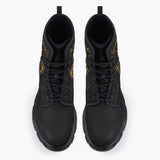 Casual Leather Chunky Boots Golden Lion with Crown