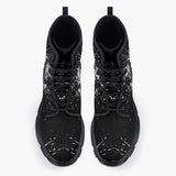 Casual Leather Chunky Boots Black and White Leopard Brushwork