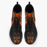 Casual Leather Chunky Boots Art Print Orange Lion