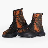 Casual Leather Chunky Boots Art Print Orange Lion