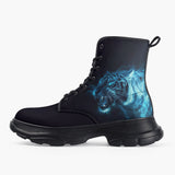 Casual Leather Chunky Boots Blue Tiger in Flame
