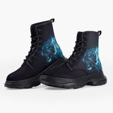 Casual Leather Chunky Boots Blue Tiger in Flame