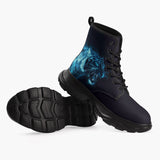 Casual Leather Chunky Boots Blue Tiger in Flame