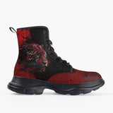 Casual Leather Chunky Boots Jaguar with Red Splash