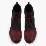 Casual Leather Chunky Boots Jaguar with Red Splash