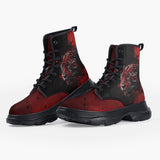Casual Leather Chunky Boots Jaguar with Red Splash