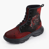 Casual Leather Chunky Boots Jaguar with Red Splash
