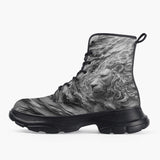 Casual Leather Chunky Boots Plaster Lion Swirling Storm