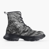 Casual Leather Chunky Boots Plaster Lion Swirling Storm
