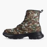 Casual Leather Chunky Boots Camouflage