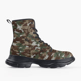 Casual Leather Chunky Boots Camouflage