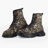 Casual Leather Chunky Boots Camouflage