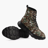Casual Leather Chunky Boots Camouflage