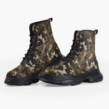 Casual Leather Chunky Boots Camouflage