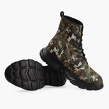 Casual Leather Chunky Boots Camouflage