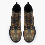Casual Leather Chunky Boots Camouflage Patchwork