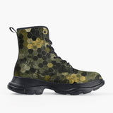 Casual Leather Chunky Boots Hi-Tech Camouflage