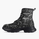 Casual Leather Chunky Boots Guns and Ammo Artwork