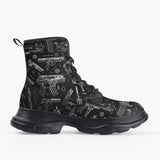Casual Leather Chunky Boots Guns and Ammo Artwork