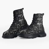 Casual Leather Chunky Boots Guns and Ammo Artwork