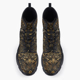 Casual Leather Chunky Boots Dark Gold Owl Wall Art