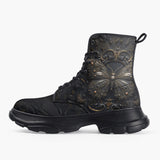 Casual Leather Chunky Boots Gothic Metal Butterfly