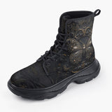 Casual Leather Chunky Boots Gothic Metal Butterfly